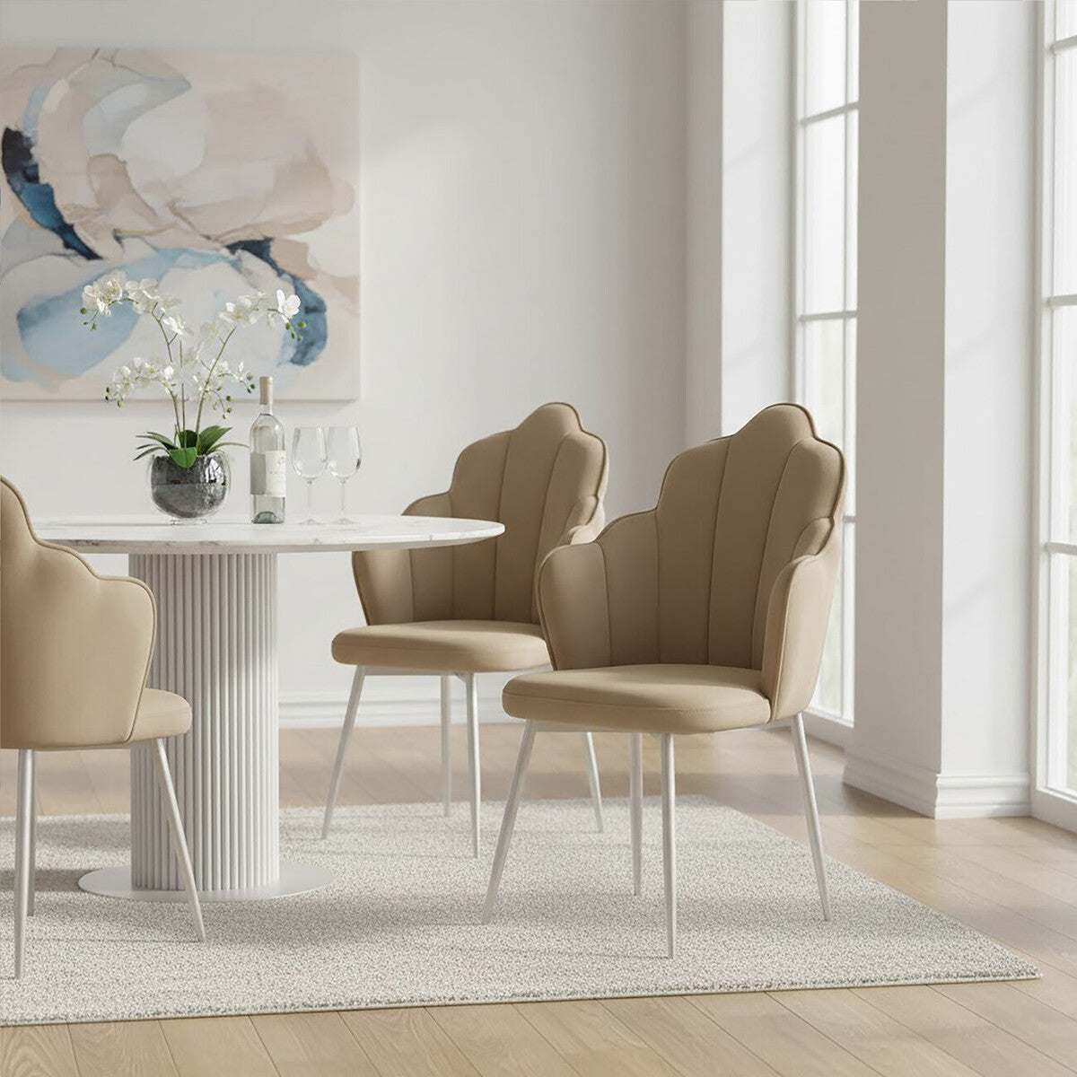 Tian Mink Velvet Scalloped Dining Chair