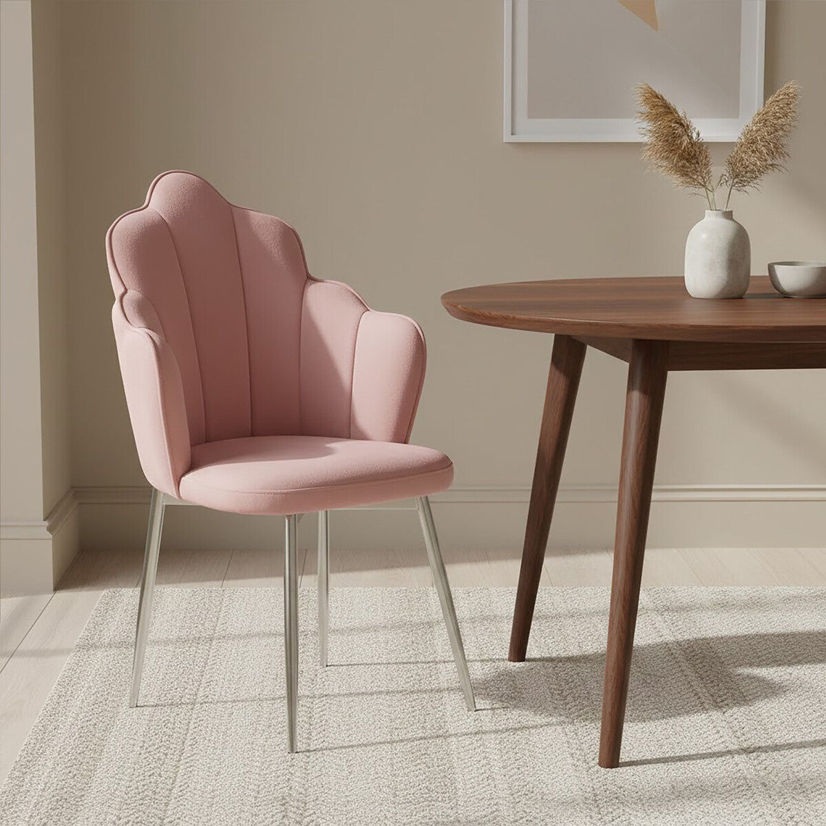 Tian Pink Velvet Dining Chair