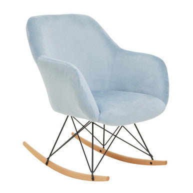 Stockholm Blue Velvet Rocking Chair
