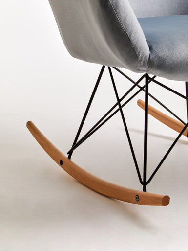 Stockholm Blue Velvet Rocking Chair