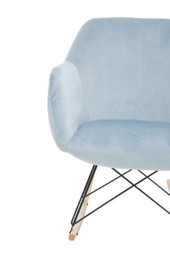 Stockholm Blue Velvet Rocking Chair