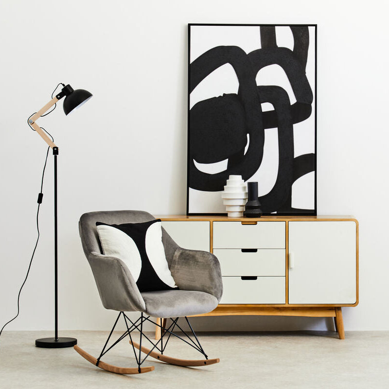 Stockholm Small Grey Velvet Rocking Chair