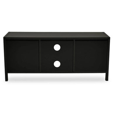 Sherman Black Wood and Rattan Media Unit