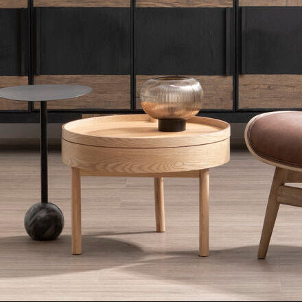 Viborg Revolving Top Side Table with Storage
