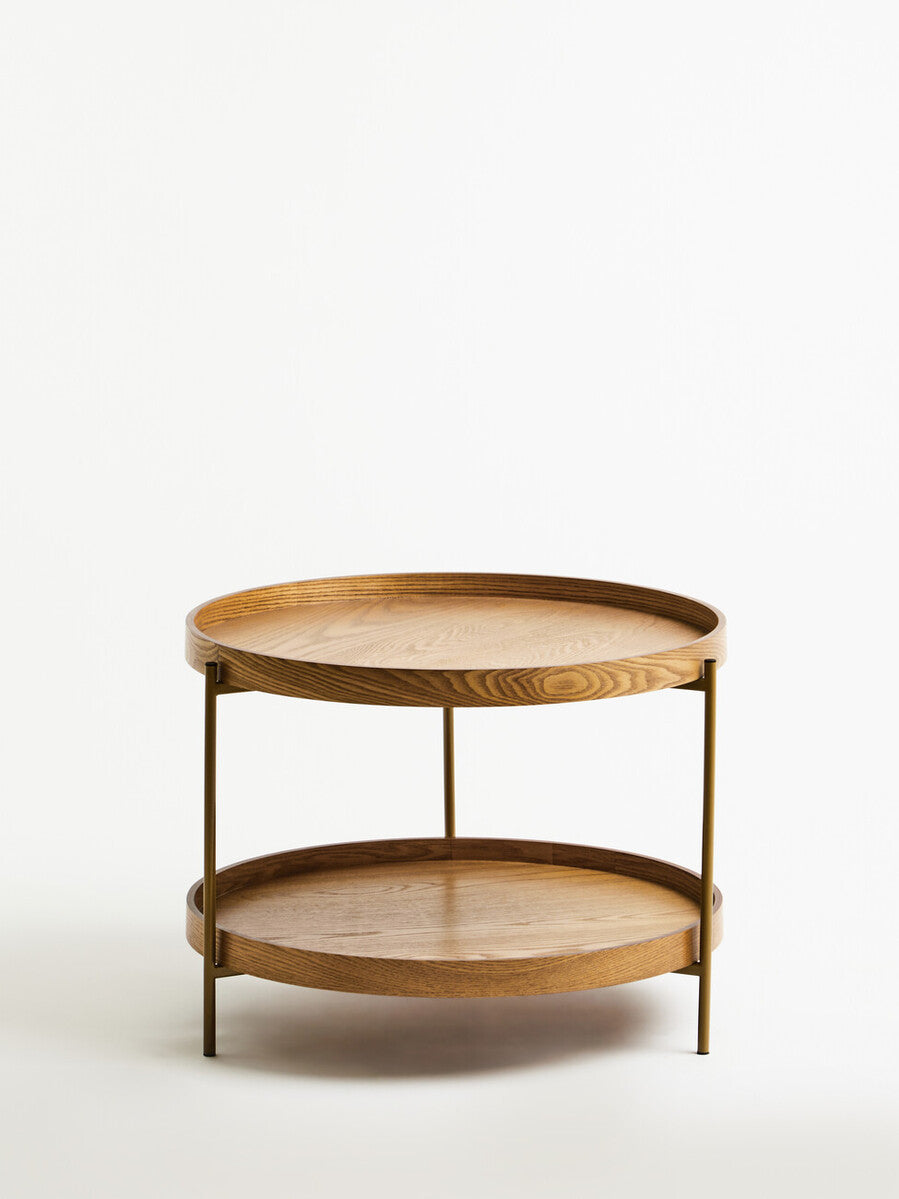 Viborg Natural Wood Veneer 2 Tier Side Table
