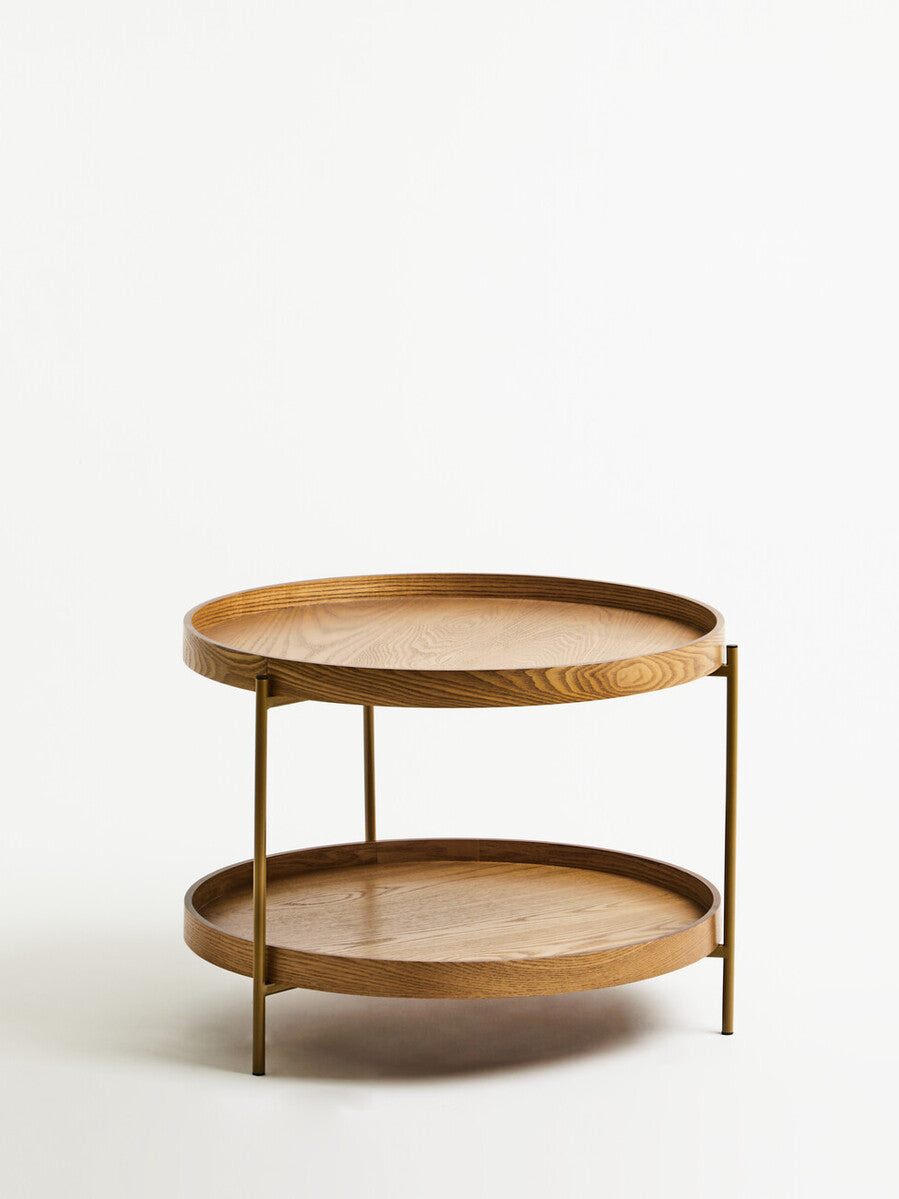 Viborg Natural Wood Veneer 2 Tier Side Table