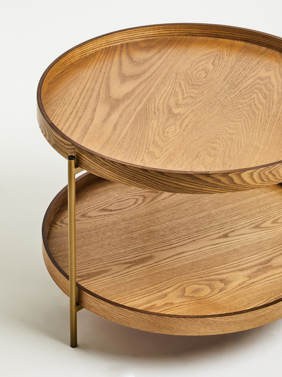 Viborg Natural Wood Veneer 2 Tier Side Table