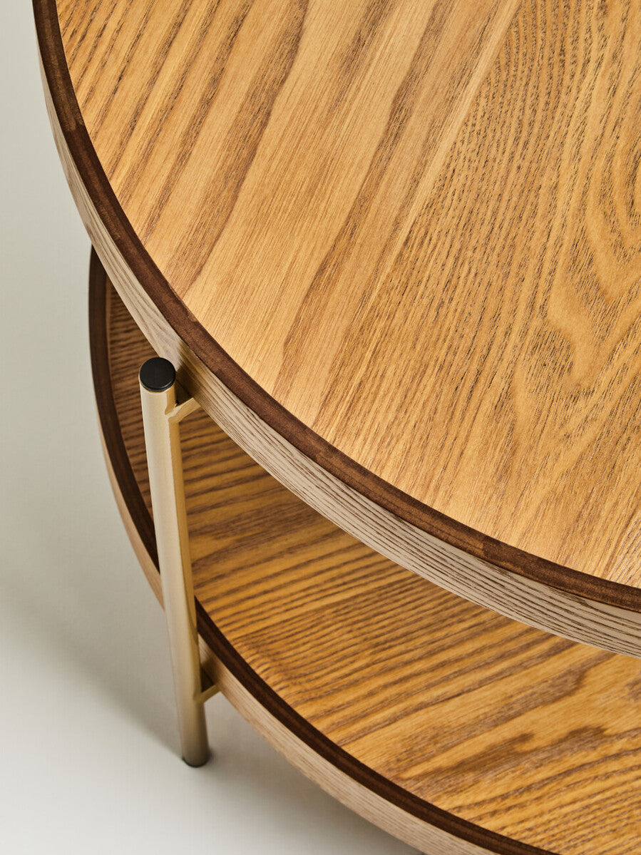 Viborg Natural Wood Veneer 2 Tier Side Table