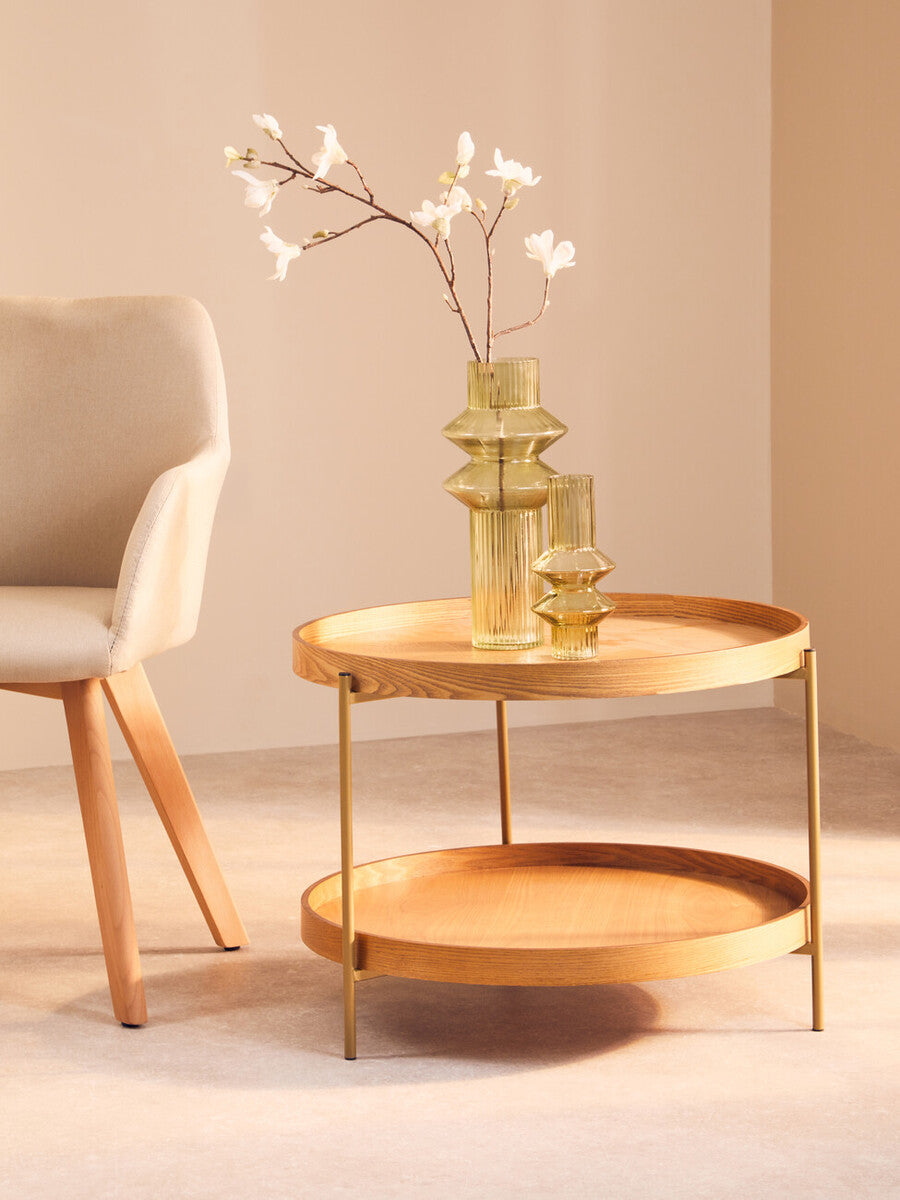Viborg Natural Wood Veneer 2 Tier Side Table
