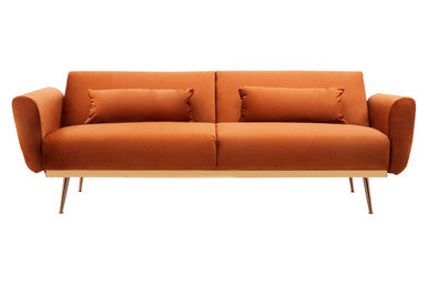 Burnt Orange Velvet Sofa Bed, Hatton