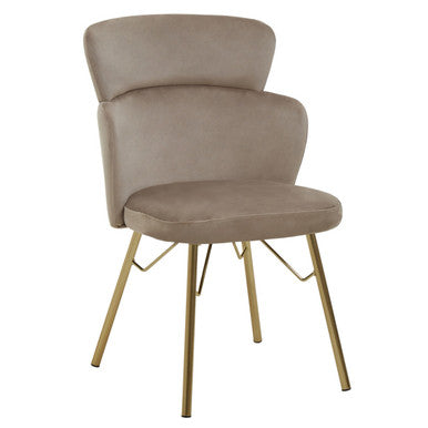 Veneto Mink Velvet Chair with Brushed Gold Finish Legs