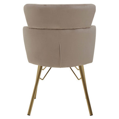 Veneto Mink Velvet Chair with Brushed Gold Finish Legs