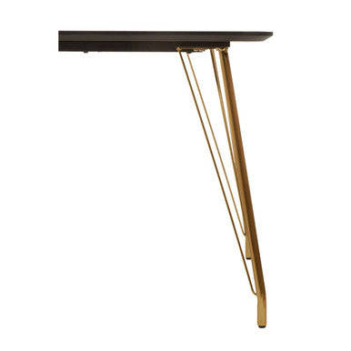 Natural Wood Effect Top Dining Table with Gold Hairpin Metal Base, Veneto