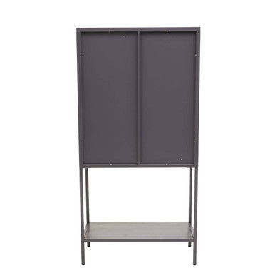 Two Door Grey Metal Cabinet With Glass Doors | Acier