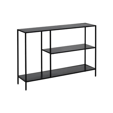 Acero Black Finish Metal Console Table with Shelf