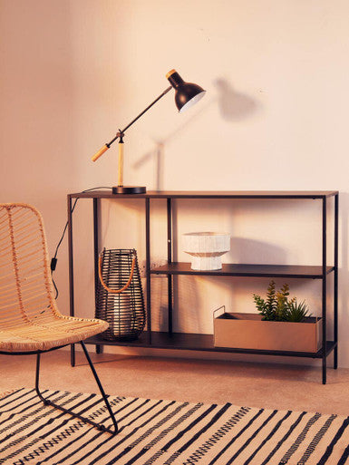 Acero Black Metal Shelf Console Table