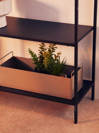 Acero Black Finish Metal Console Table with Shelf