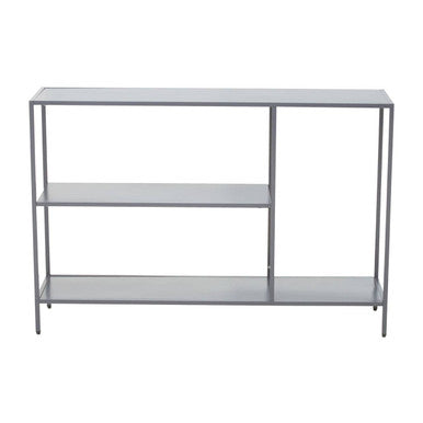 Grey Metal Console Table with Rectangular Top and Two-Tier Open Shelf Storage, Acero