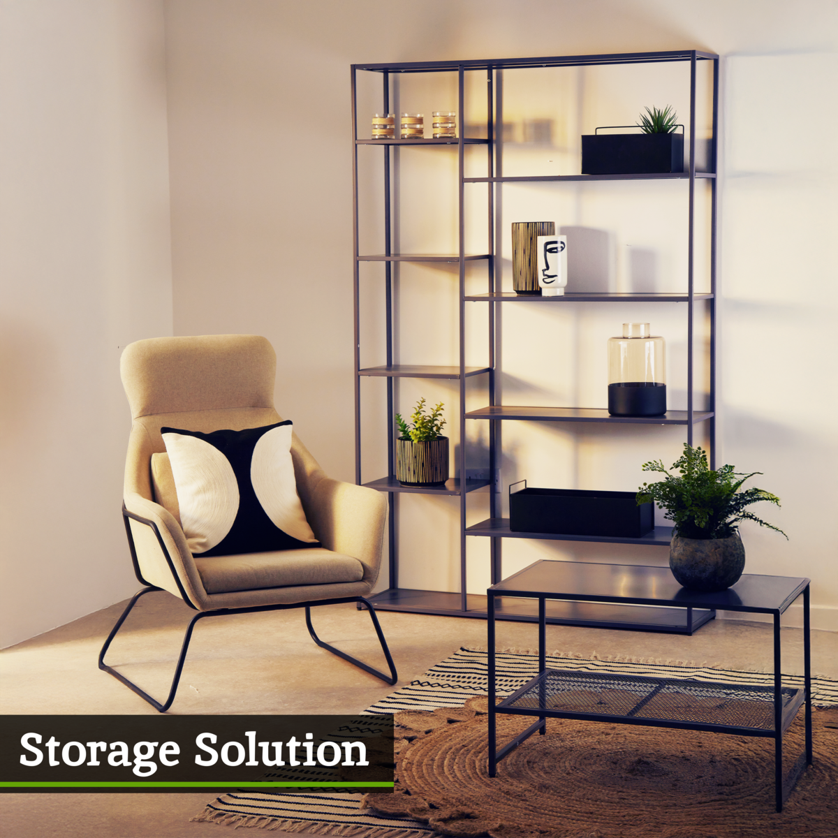Acero Grey Metal Multi Shelf Unit