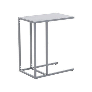 Grey Powder Coated Metal Side Table with C-Shaped Design, Acero | Acero