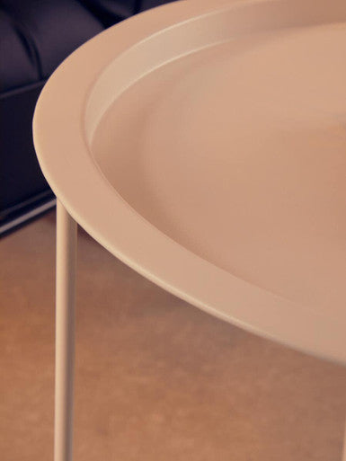 White Powder Coated Metal Round Side Table with Intersecting Cross Base, Acero
