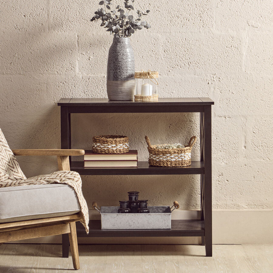 Heritage Three Shelf Black Bookcase