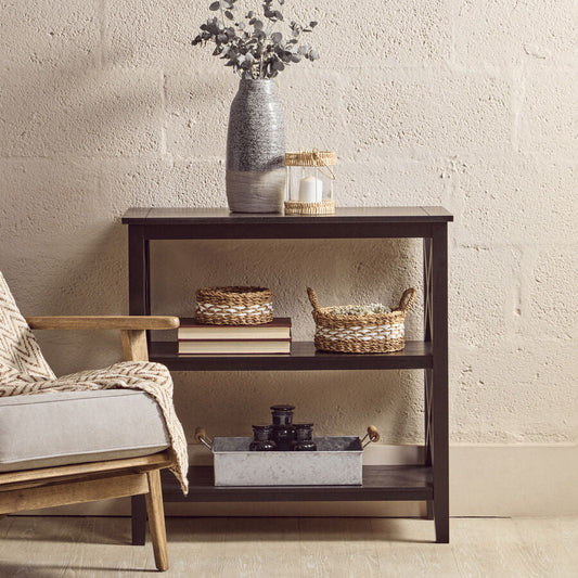 Heritage Three Shelf Black Bookcase