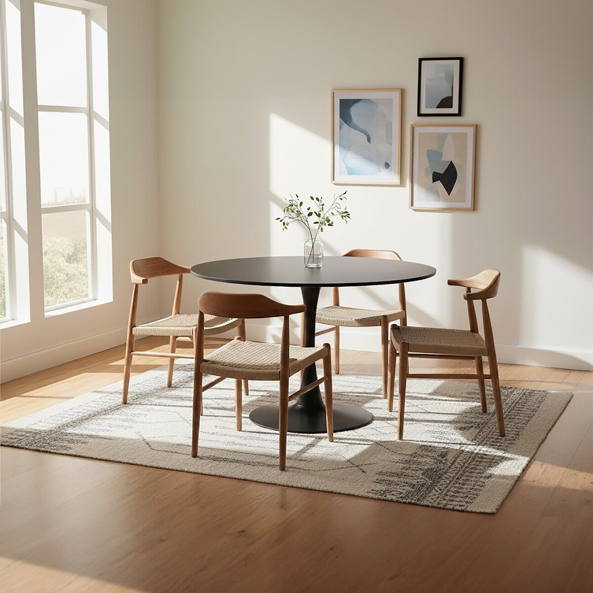 Laila Black Large Round Dining Table
