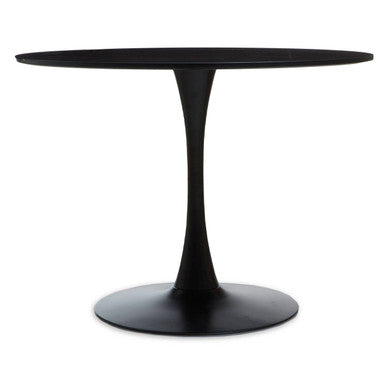 Laila Small Round Pedestal Black Wood Veneer Top Tulip Dining Table