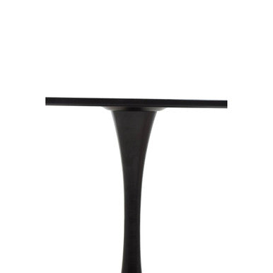 Laila Small Round Pedestal Black Wood Veneer Top Tulip Dining Table