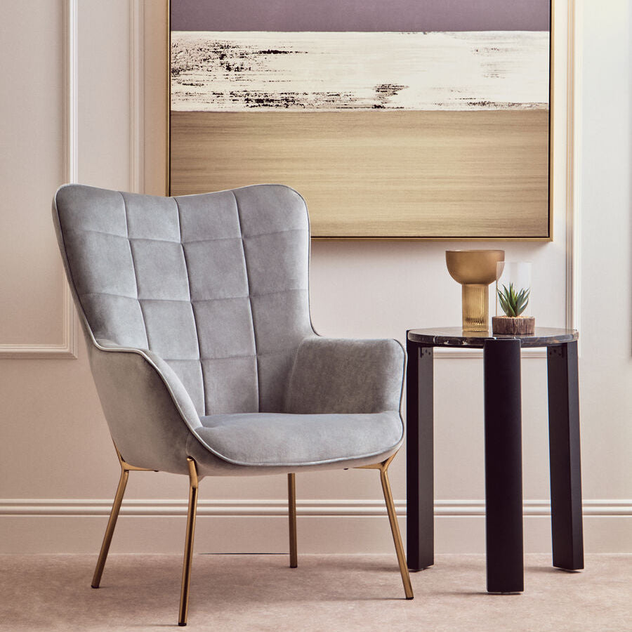 Stockholm Grey Velvet Tufted Chair