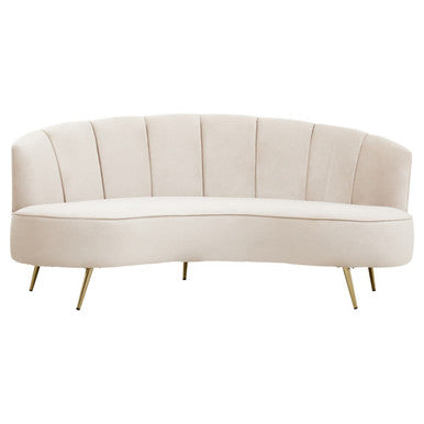 3 Seater Beige Velvet Sofa, Hasna