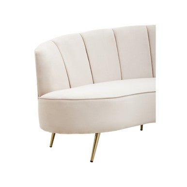 3 Seater Beige Velvet Sofa, Hasna