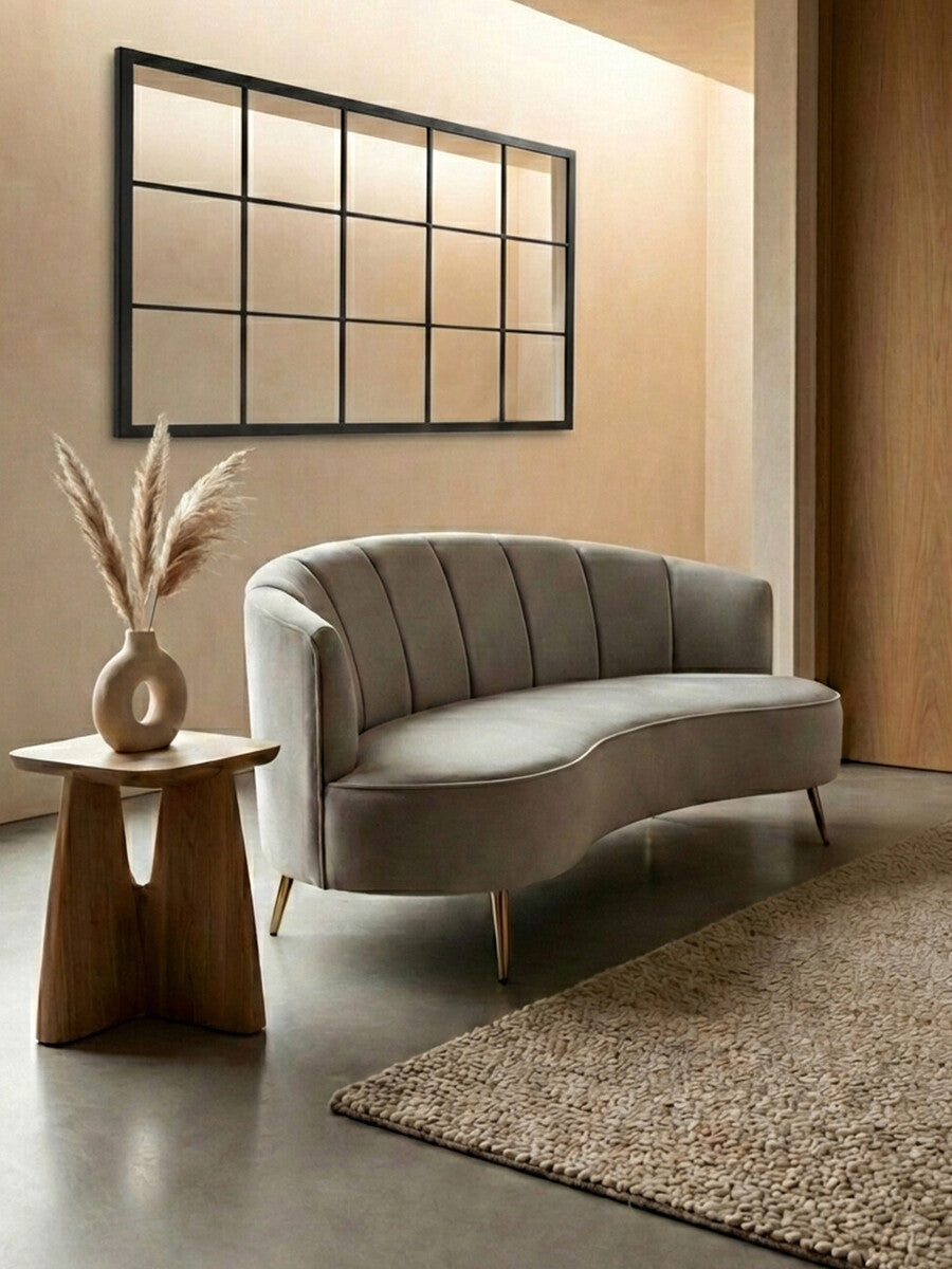 3 Seater Grey Velvet Sofa, Hasna