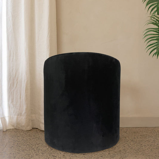 Haley Black Velvet Pouffe