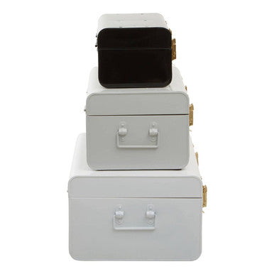 Parley Set of Three White Grey and Black Storage Trunks