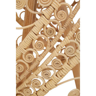 Large Natural Rattan Side Table with Tight Weave and Scrolled Detail, Mataram