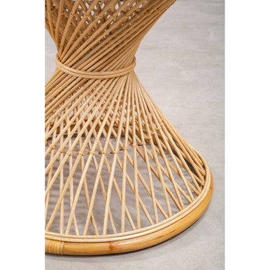 Natural Rattan Side Table with Twisted Base and Tight Weave Top, Mataram