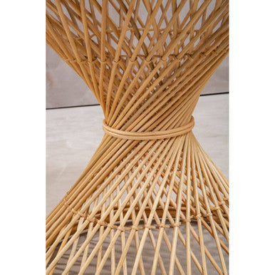 Natural Rattan Side Table with Twisted Base and Tight Weave Top, Mataram