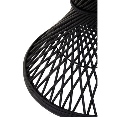 Black Rattan Side Table with Twisted Base and Tight Weave Top, Mataram