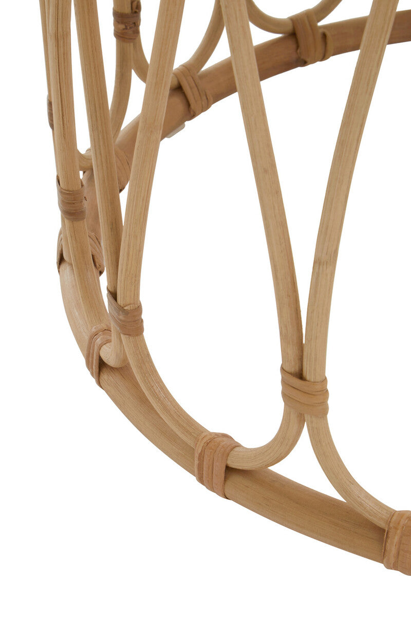 Natural Rattan Coffee Table with Open Weave Design and Webbing Round Top, Mataram