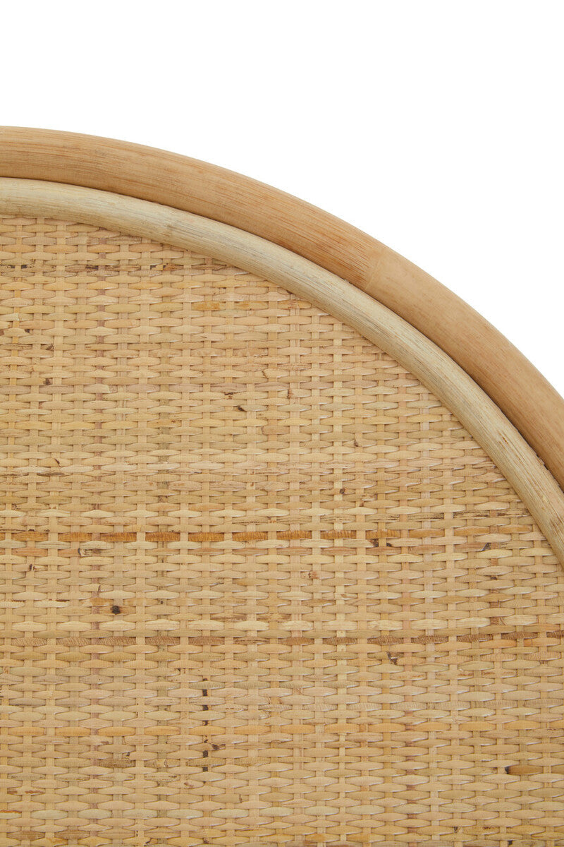 Natural Rattan Coffee Table with Open Weave Design and Webbing Round Top, Mataram