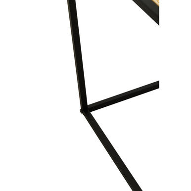 Depok Natural Rattan and Black Finish Metal Square Side Table