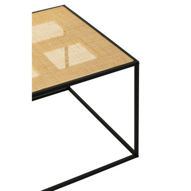 Natural Rattan Top and Black Metal Coffee Table, Depok