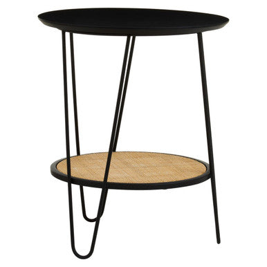 Depok Rattan And Metal Side Table With Hairpin Legs