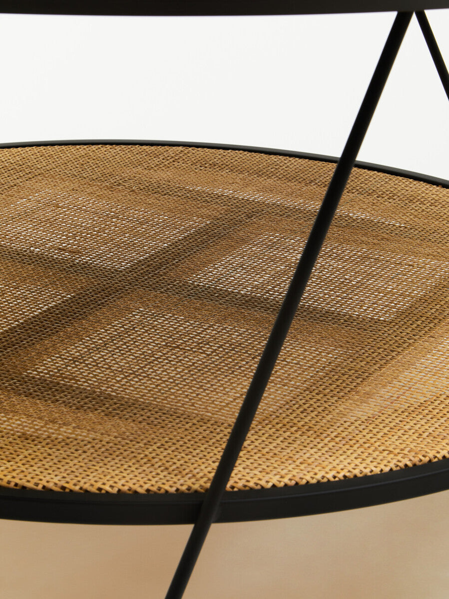 Depok Rattan And Metal Coffee Table With Hairpin Legs