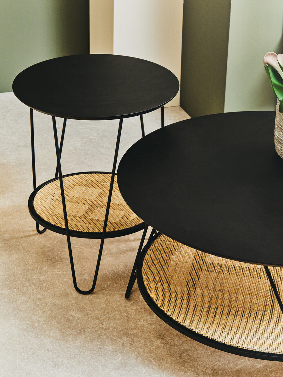 Depok Rattan And Metal Coffee Table With Hairpin Legs