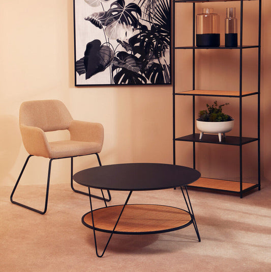 Depok Rattan And Metal Coffee Table With Hairpin Legs