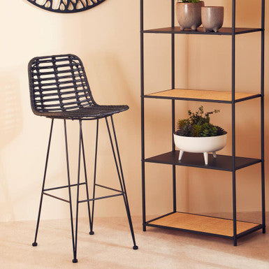 Lagom Black Natural Rattan Bar Chair