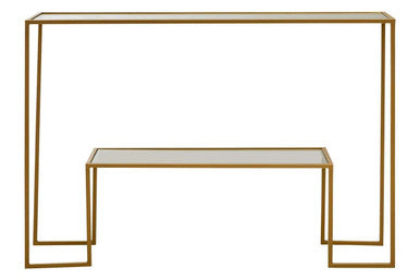 Clear Glass Top and Gold Finish Frame Console Table, Avento